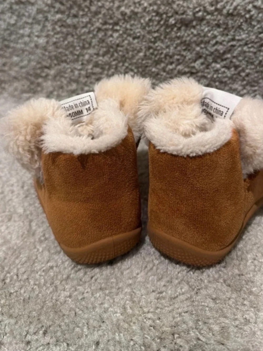 Kids Brown Shearling-Lined Slip-On Boots